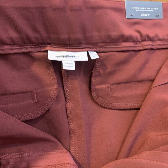 Chico's Pants NWT Size 3.5P (18 Petite) Blackcurrant Sateen Dress Cargo Pants - Picture 5 of 9